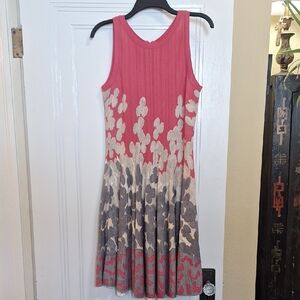 NIC+ZOE Coral, Tan and Gray Floral Midi Dress